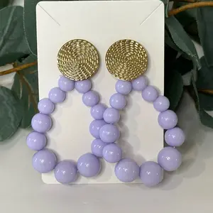 Lavender Beaded Loop Dangle Earrings
