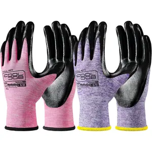 10 Pairs Nitrile Dipped Coated Safety with Grip, Non-slip Bulk Roofing Gloves for, Oil-resistant Gear for Package Handler, Warehouse, Medium