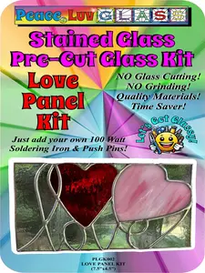 Stained Glass Pre-Cut Glass Kits Love Panel Quality Materials Time Saver Beginner Friendly Full Kit includes Everything but 100 Watt Soldering Iron No Glass Cutting No Grinding Suncatchers Glass Panels Stained Glass Hanging Suncatcher
