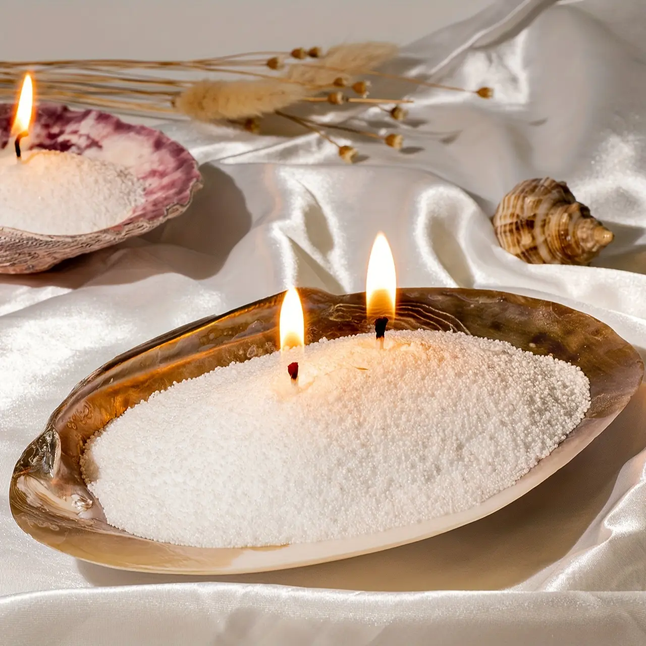 New Pearl Radiance Candle Set - 18oz Luxurious Pearl Wax Aroma-infused Noscent Opulent Floating Candles with 30 Wicks Levitating Palm Wax in Glass Holder - Long-lasting & Refillable Decor Round