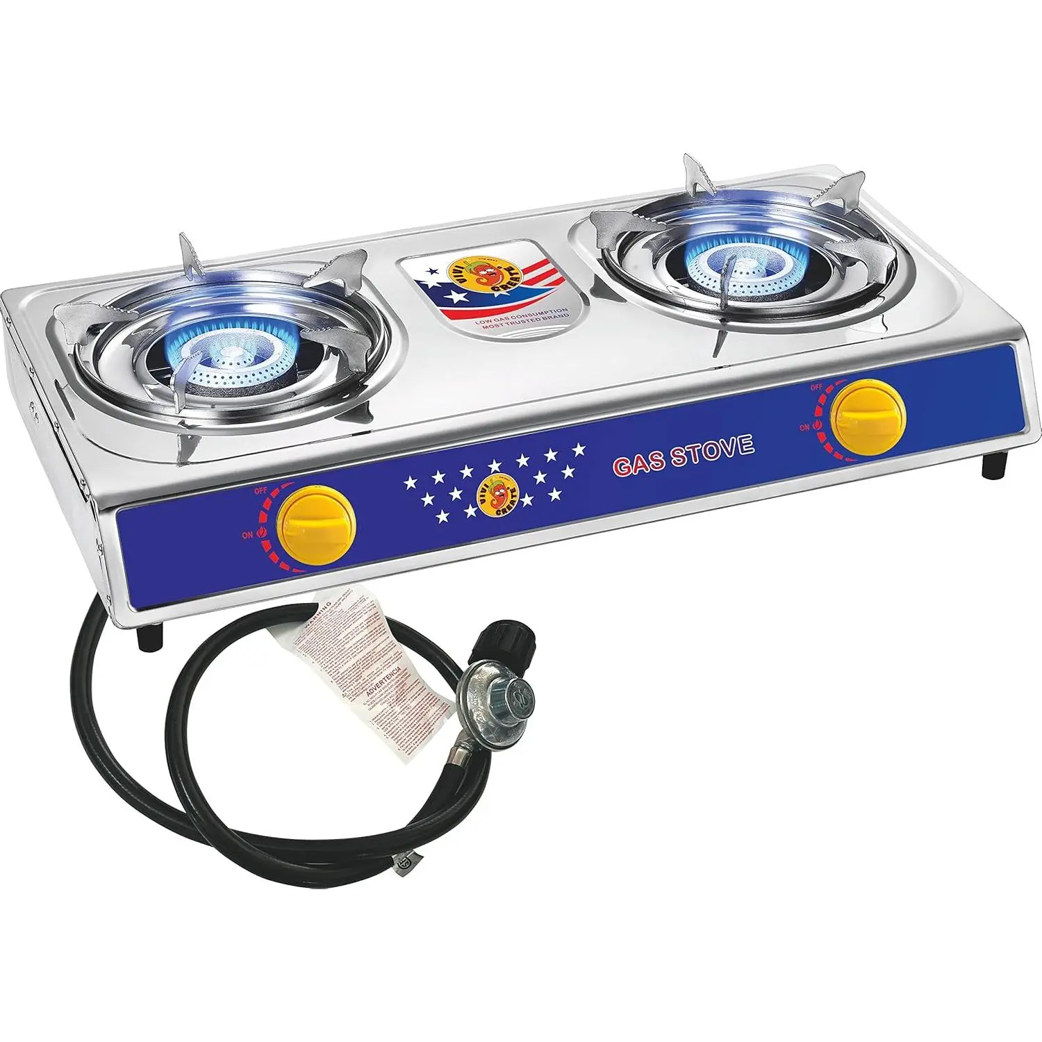 Vivicreate Camping 20000 BTU 2 burner stainless steel panel auto ignition Propane Gas Outdoor Garden Fishing Hiking Camp Restaurant Stove Burner