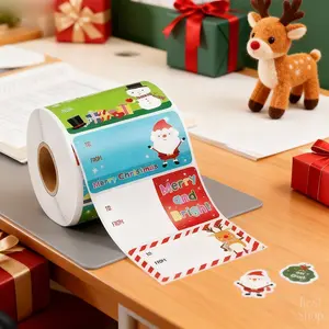 Christmas Gift Label Sticker 1 Roll Self Adhesive for Wrapping Perfect for Holiday Party Decorations and Present Tags