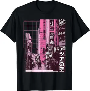 Tokyo Japanese 90's Streetwear Aesthetic Graphic T-Shirt Pure Cotton Dream Crewneck T-Shirt - Silk-Finish Premium Knit Daily Basic for All-Day Wear