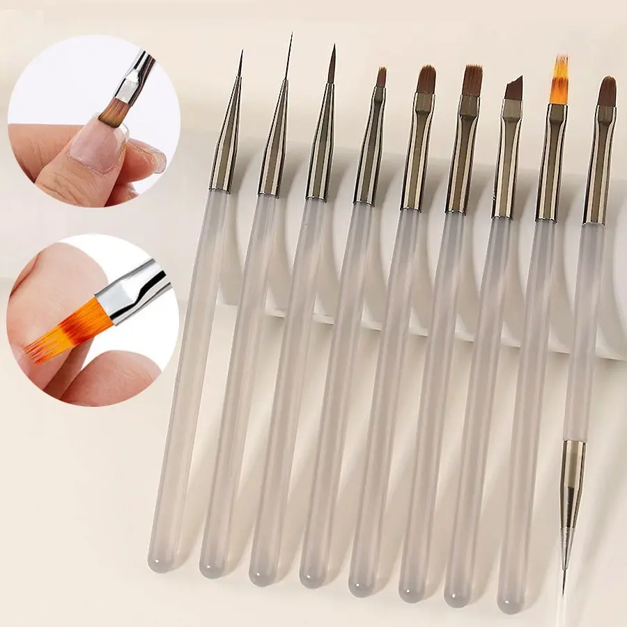 9-Piece Nail Art Brush Set, Multi-Size Nail Creation Painting Carving Pens, Salon Tools for Manicure and Pedicure, Nail Design Tools, Liner Brushes For Nails