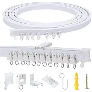 3 Meters (9.8FT) Flexible Bendable Ceiling Curtain Track, Room Divider, Window Treatment, Shower Track, Trailer Motorhome Curtain Track, Hospital Curtain Track System