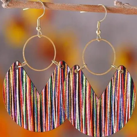 Boho Style Striped Pattern Dangle Earrings, High Quality Earrings, Fashion Summer Jewelry for Women, Daily Clothing Decor, Pride 2025, LGBTQ, Trendy All-match & Exquisite Jewelry for Birthday Gift