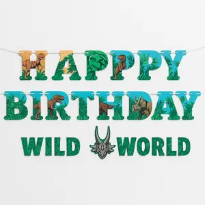 Jurassic World "Happy Birthday" Dinosaur Theme Letter Banner Kit