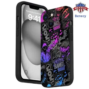 Straight Edge Colorful Graffiti Boy Pattern Man's Phone Case for iPhone 15 16 14 Pro Max 13 12 11 XR XS Plus E Shockproof Drop Protection Rugged Durable Silicone Cover Cellphone Protective Smartphone Casing