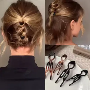 4pcsAcetate U-Shaped Hairpin for Bun Hairstyles, Stylish Hair Accessory for Women, Perfect for Daily Use & Special Occasions