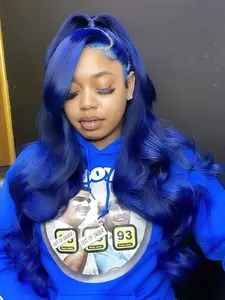Royal Blue Body Wave Lace Front Wig 13×4 Lace Front, Synthetic Wig Pre-Plucked Natural Hairline, Heat-Resistant Fiber, Soft Synthetic Hair For Women, Wavy Wig, Suitable for Parties and Daily Wear