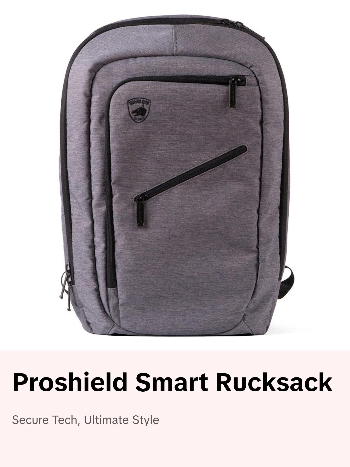 ProShield Smart Bulletproof Backpack - Grey, NIJ Level IIIA Certified, Built-in Charging Bank, RFID Protection, 20 Pockets, TSA-Approved, Ergonomic Design