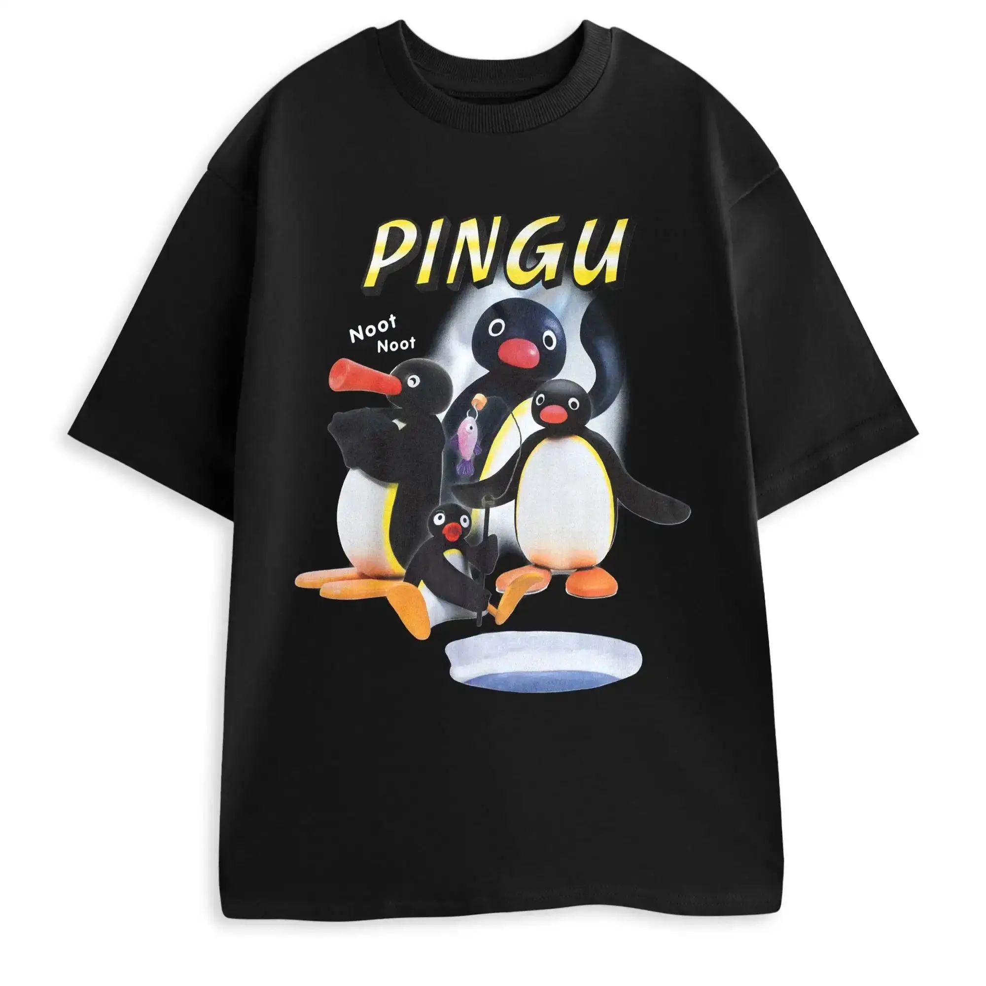 Pingu Noot Black Y2k Graphic Tee, Penguin Character Catchphrase Noot Noot Cartoon Unisex T-Shirt, Perfect for Fans