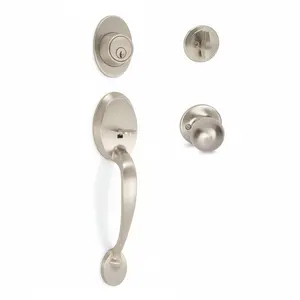 Frankfort Satin Nickel Traditional Handleset with Ashland Knob