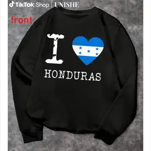 100% I Love Honduras Long Sleeve Sweatshirt with Honduras Flag Design