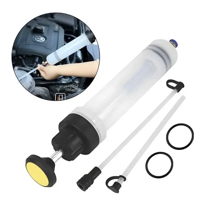 1pc 200cc Translucent Fluid Extractor Pump, Hand-Operated Vacuum Suction Tool, Durable & Heat-Resistant Complete Kit with 2pcs Extension Tubes for Auto Brake Venting & Oil Changing Automotive Maintenance