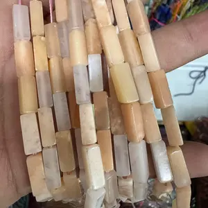 4x13mm approx 29pcs Natural Pink Donglin Long Rectangular Loose Beads - Gorgeous Loose Spacer Stone Beads - Light Luxury and Exquisite - Various shapes for DIY jewelry making, perfect for bracelets, necklaces, earrings, anklets, pendants, clothing accesso
