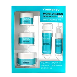 Moisturizing Skincare Set, Face Cleanser, Facial Cream, Moisture-Rich Cream, Eye Cream & Night Cream, Travel-Friendly, Vegan & Cruelty-Free