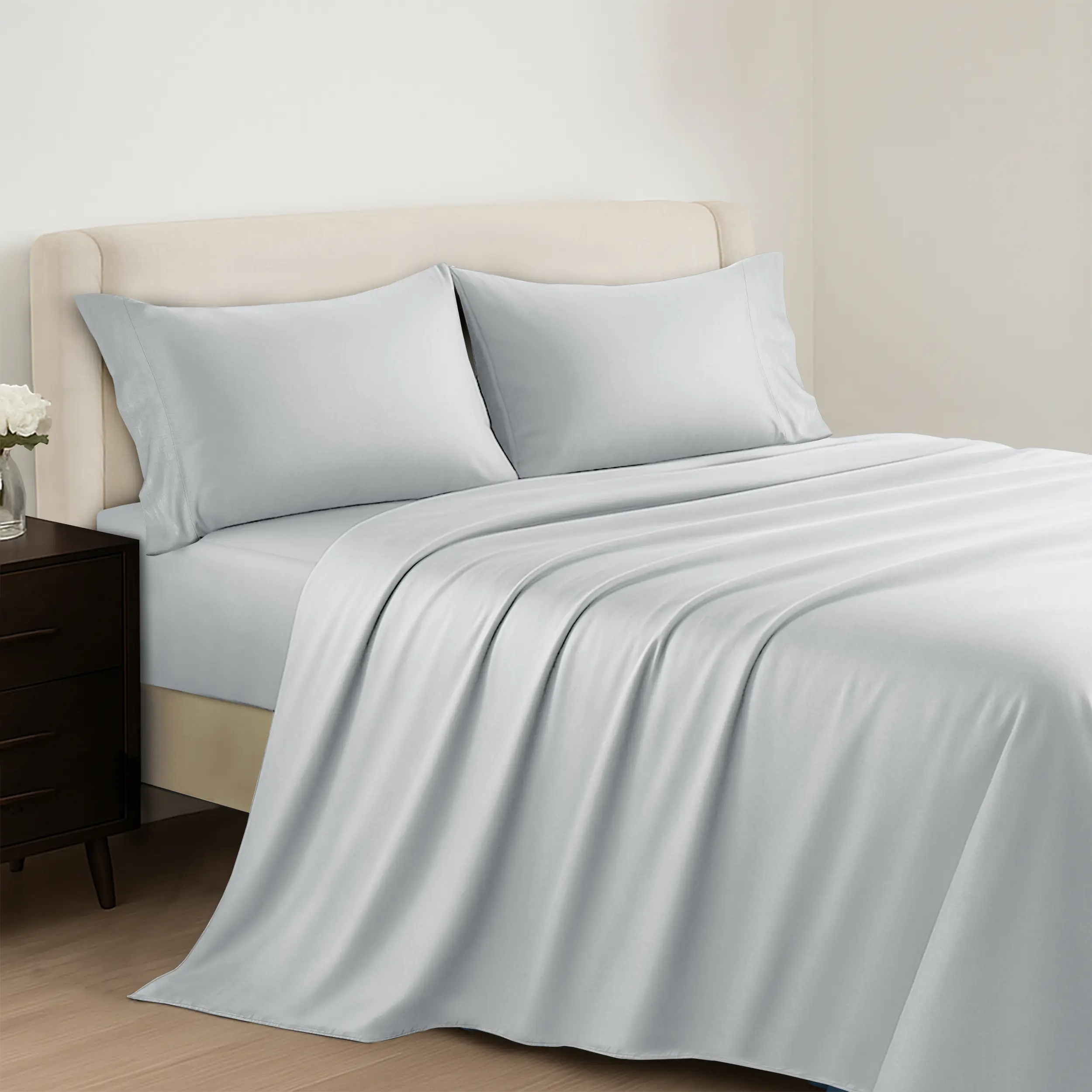Hannah 4PC Bamboo Sheet Set – Cooling, Ultra-Soft & Breathable Bed Sheets with 16 Inches Deep Pockets, Wrinkle-Free Luxury Bedding Set with Pillowcases – Hotel Quality & Fade Resistant Sheets