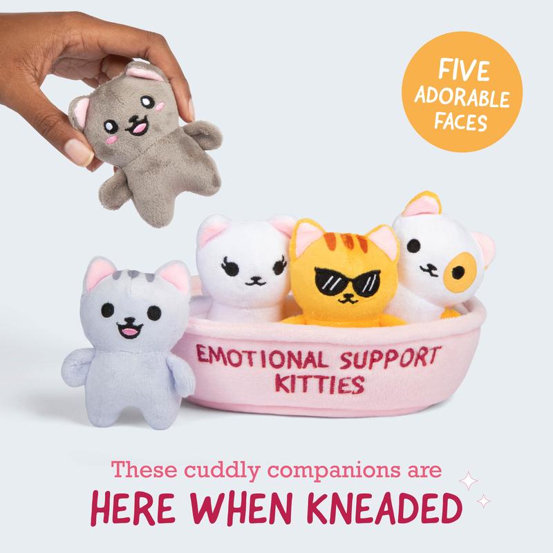 Emotional Support Kitties by Relatable – Valentine Plush Stuffed Animals, Cute Valentines Day Gift, Includes 5 Plushies with Basket