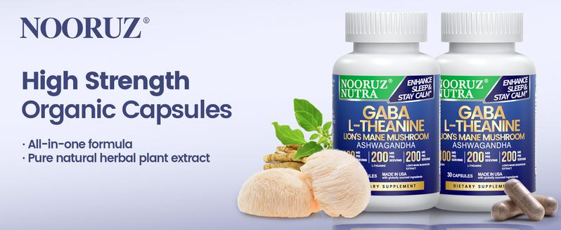 NOORUZ High Strength Sleep Improvement Capsules Containing Lion's Mane Mushroom/Ashwagandha/GABA/L-Theanine Helps Improve Sleep/Relieve Mood Essential Aminos  Supplement  Fitness vitamins women Healthcare Dietary