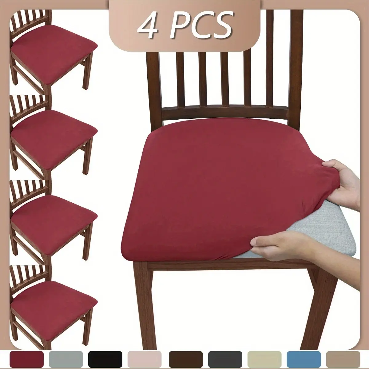 Milk Silk Dining Chair Slipcover Set, High Elasticity Stretch Dustproof Anti-Dirty, 4 Piece or 6 Piece, All Seasons Home Decor for Living Room Hotel Restaurant Kitchen, Elastic Furniture Protector, Chair Covers, Stretch Chair Slipcovers