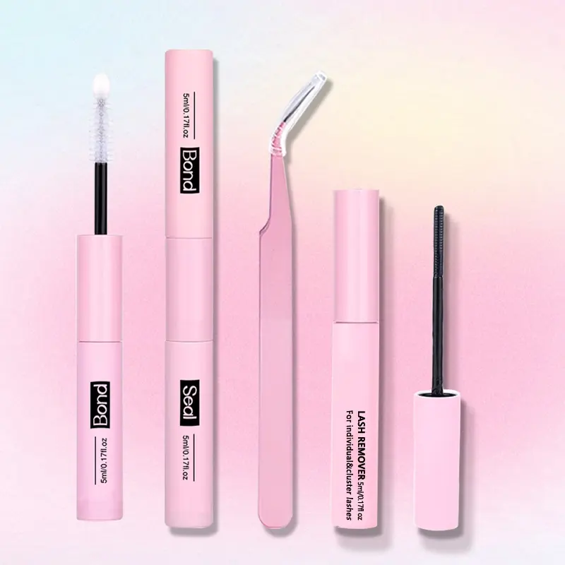 Eyelash Tool Kit, 3-Count Eyelash Bond & Seal, Tweezers & Remover, DIY Lash Extensions Kit, Makeup Products for Women, Makeup Accessories