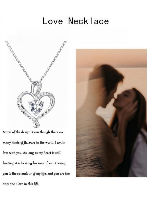 Bear Design Heart Shaped Pendant Necklace with Rose Gift Box, Fashion Jewelry for Party, Daily Clothing Decor, Trendy All-match & Exquisite Jewelry for Birthday Gift, Love Heart Necklace