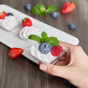 Transparent Square Mini Plastic Dessert Plates, Elegant Plastic Plates, Disposable Party Supplies, Halloween Christmas Easter, Multi-Festival Use