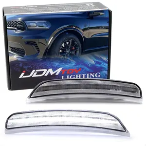 iJDMTOY Semi-Clear Lens 36-SMD White Full LED Front Bumper Side Marker Light Kit For Dodge 2021-up Durango