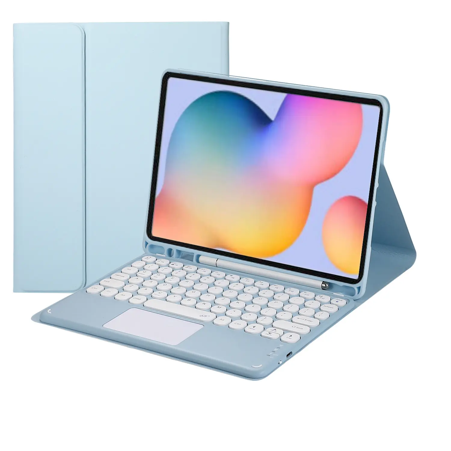 Touch Keyboard Case for Samsung Galaxy Tab S6 Lite 10.4 Inch 2024/2022/2020 Model (SM-P620/P625/P613/P619/P610/P615), with Pencil Holder - Magnetically Detachable Touch Bluetooth Keyboard