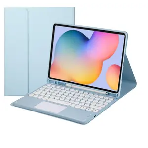 Touch Keyboard Case for Samsung Galaxy Tab S6 Lite 10.4 Inch 2024/2022/2020 Model (SM-P620/P625/P613/P619/P610/P615), with Pencil Holder - Magnetically Detachable Touch Bluetooth Keyboard