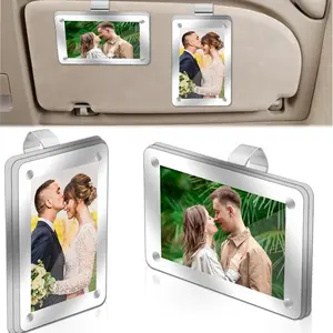 2 Pack Car Picture Holder, Acrylic Magnetic Personalized Photo Holder Car Accessories Car Photo Holder Car Visor Clip, Personalized Car Picture Frame, Suitable for Adding Family or Personal Photos
