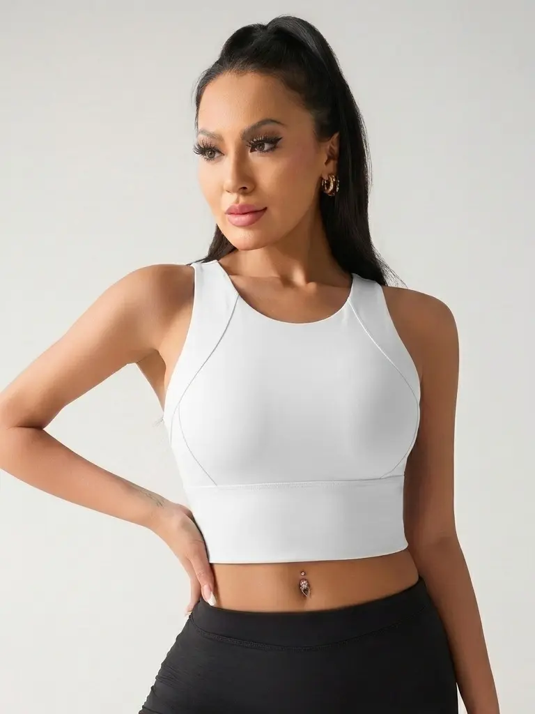 Women's High Neck Longline Sports Bra Workout Top Breathable Padded Yoga Gym Daily Activewear Sportswear Yoga Gym Perfect Neckline Bra