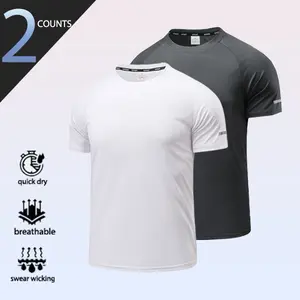 2-Pack men's quick-drying T-shirts, sports fitness short-sleeved breathable sweat-absorbing running training tops