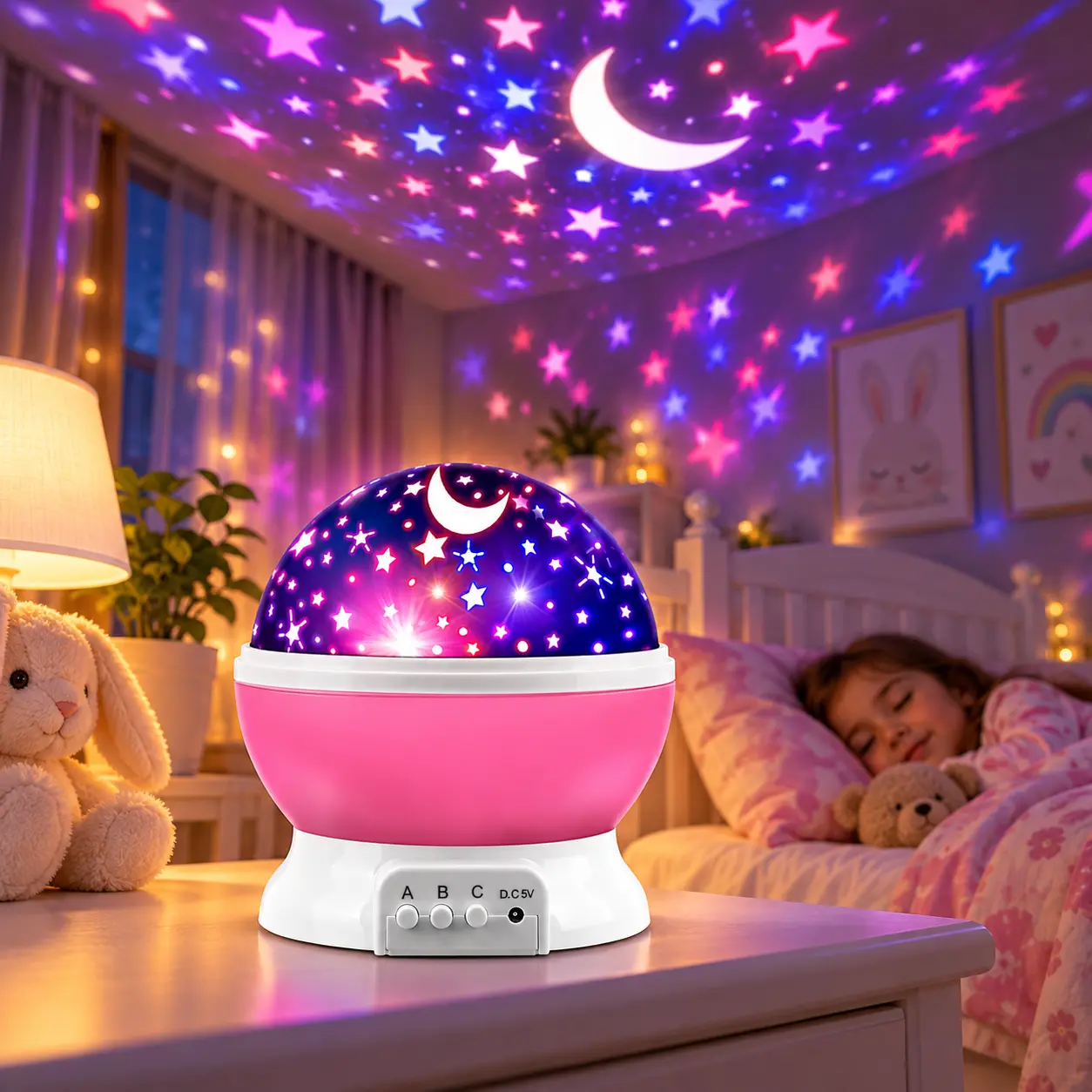 Mini-Star Projector Night Light for Kids, Rotating Ceiling Star Lamp, Festive Decor Gift for 3-8 Year Old Girls, Home Bedroom Decor Supply.Birthday/Christmas Gift,techvibes