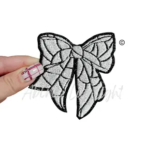 Volleyball Bow Glitter Embroidery Patch - Small