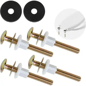 4PCS Toilet Seat Screws,Universal Toilet Seat Screws Replacement Kit Durable Galvanized Steel Bolts with Metal Washers and Plastic Nuts,Fits for Most Toilet Models