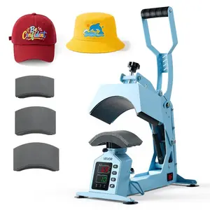 fathersdaygift VEVOR Hat Heat Press Machine, with 4 Interchangeable Platens and Caps Stretcher, Precise Temperature Time Control, Heat Press for Hats and Caps, for HTV Iron On and Sublimation Projects, Light Blue