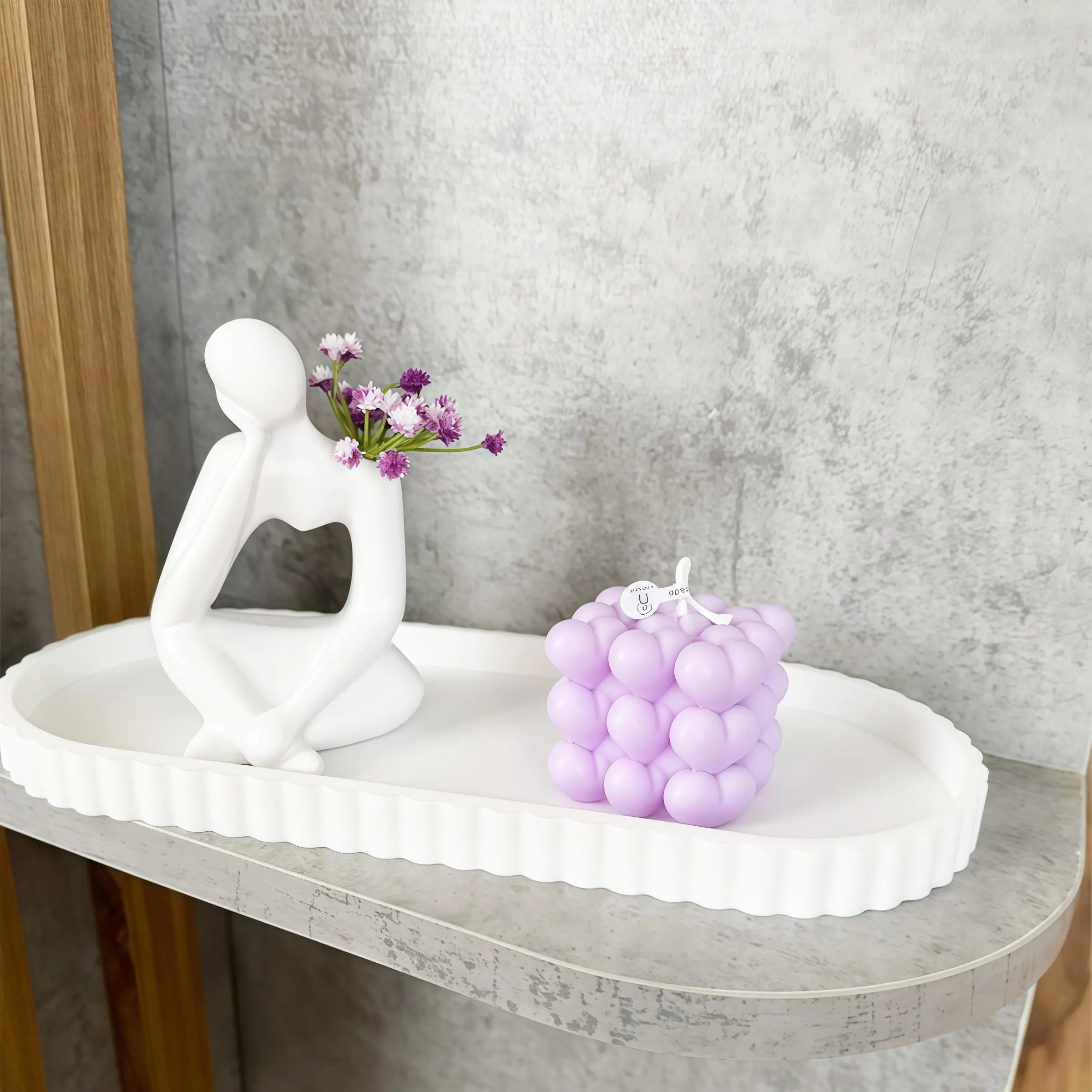 Bathroom Countertop Tray, Silicone Bathroom Countertop Organizer, Kitchen Sink Side Storage Tray, Home Organizer for Bathroom & Kitchen, Bathroom Accessory