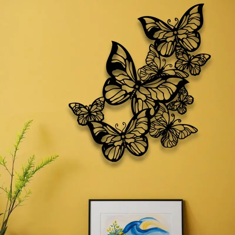 Butterfly and Flower Metal Mural - Limited Edition Decoration, Modern Home Decoration, Decoration Items, Suitable for Living Room, Bedroom, Wall Mounted, Art Deco Style, Detailed Butterfly Design, Hanging Wall Art