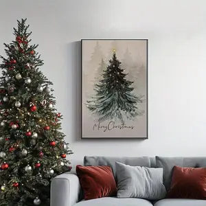 1PC Christmas Tree Canvas Art Print - Festive Holiday Wall Decor For Living Room, Bedroom, Office - Frameless