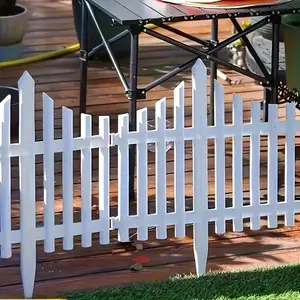 4PCS White Plastic Pointed Top Garden Fence - Modern American Country Style, Ideal for Pet Containment, Plant Support, and Separating Grass & Stones, Outdoor Decor|Modern Garden Fence|Plastic Construction, Garden Fence Decor