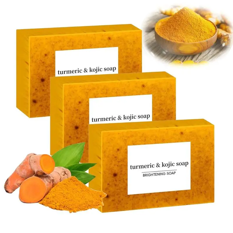 Lemon Turmeric & Kojic Acid Brighetning Soap, Dark Spot Remover, Kojic Acid Soap Body Care Body Wash Cleansing Cleanser Skin Care Skin Repair Face and Organic Honey Glow Brightening
