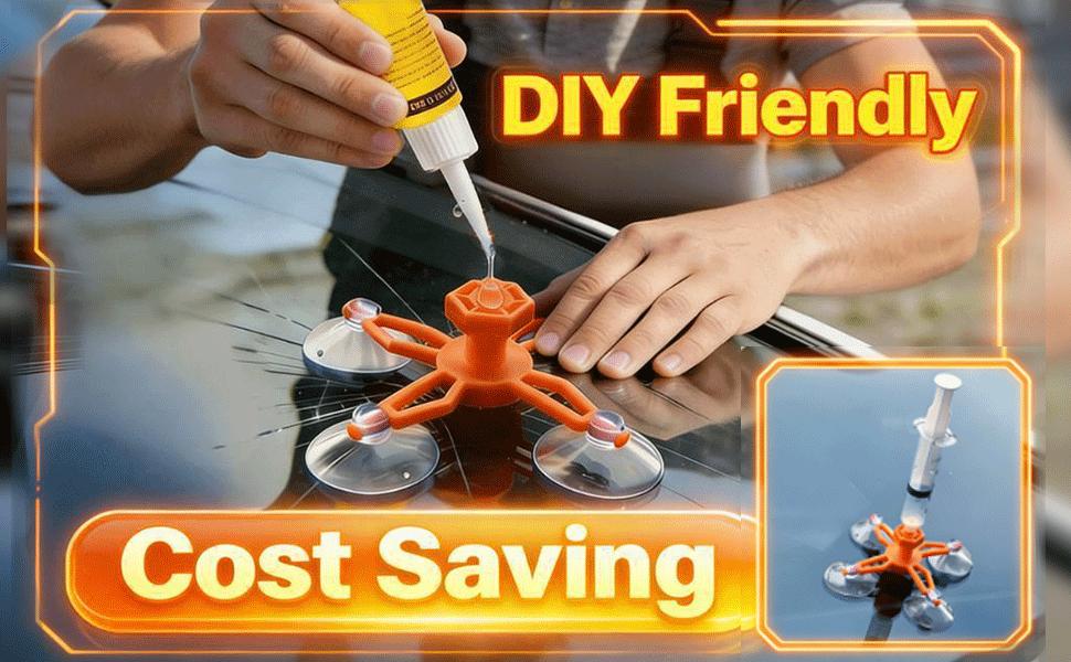 Windshield Repair Kit for Chips and Cracks, Rock Chip Repair Kit Windshield, for All Car Windshield Crack Repair Kit to Repair Scratches