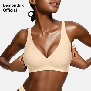 Womens Comfortable Jelly Wireless Bras Push Up Bralettes Seamless Tshirts Bras Deep V Everyday Bras
