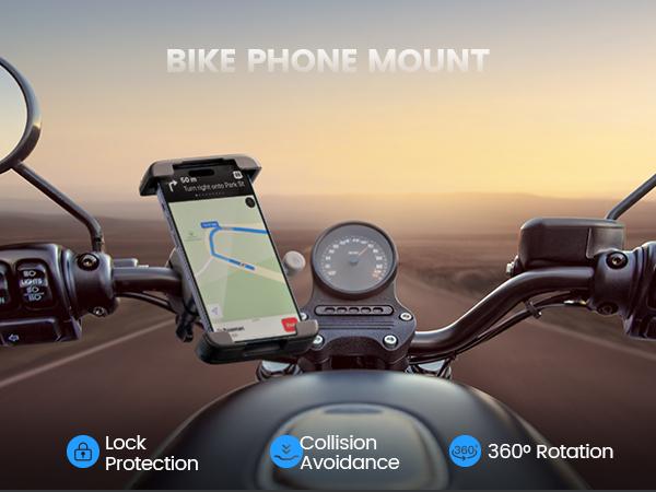 Lamicall Bike Motorcycle Phone Mount - [1s Quick Lock] Bike Cell Phone Holder Clip, Bicycle Scooter Handlebar Clamp, for iPhone 17 16 15 Pro Max, Galaxy S25 S24 Ultra, More 6-7" Phones,
