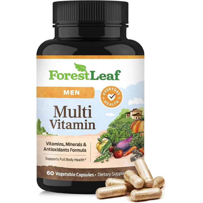 ForestLeaf Daily Vitamin Multivitamin for Men, Multi-Vitamin for Men - Mens Multivitamins & Multiminerals Supplement | All Essential Vitamins Needed for Health, Longevity & Energy | 60 Veg Caps