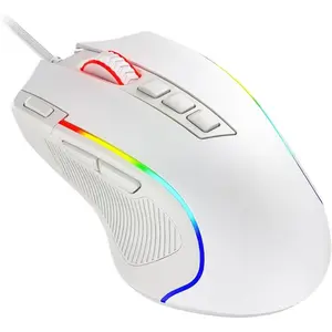 L-KBB011  M612 Predator RGB Gaming Mouse, 8000 DPI Wired Optical Mouse with 11 Programmable Buttons & 5 Backlit Modes, Software Supports DIY Keybinds Rapid Fire Button, White