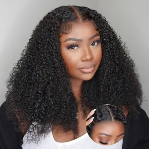 Afro Kinky Curly Glueless Wig 5x5 Bleached Knots Wear Go Wig Pre Cut HD Lace Front Wig 100% Kinky Curly Human Hair Wigs For Women Lace Closure Wig