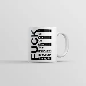 F*ck List Mug Funny Sarcastic Graphic Novelty Coffee Cup - 11oz Funny Coffee Mugs Ceramic Printed Drinkware Cup